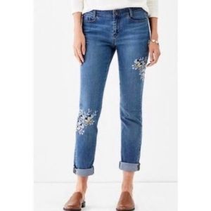 J. Jill Weekender Jeans - Embroidered Straight Leg - Size 6